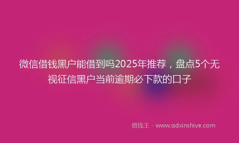 微信借钱黑户能借到吗2025年推荐，盘点5个无视征信黑户当前逾期必下款的口子
