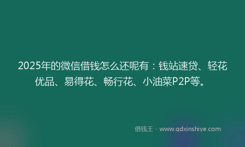 2025年的微信借钱怎么还呢有：钱站速贷、轻花优品、易得花、畅行花、小油菜P2P等。
