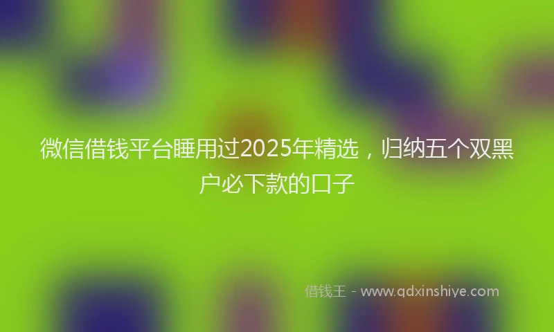 微信借钱平台睡用过2025年精选，归纳五个双黑户必下款的口子