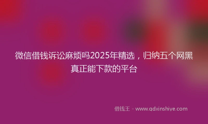 微信借钱诉讼麻烦吗2025年精选，归纳五个网黑真正能下款的平台