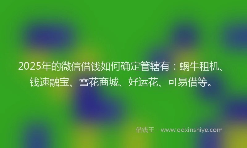 2025年的微信借钱如何确定管辖有：蜗牛租机、钱速融宝、雪花商城、好运花、可易借等。