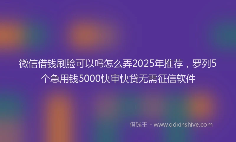 微信借钱刷脸可以吗怎么弄2025年推荐，罗列5个急用钱5000快审快贷无需征信软件