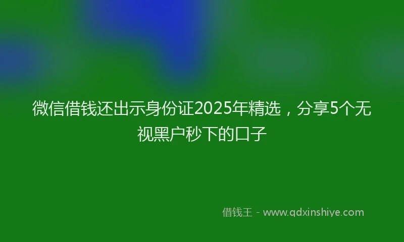微信借钱还出示身份证2025年精选，分享5个无视黑户秒下的口子