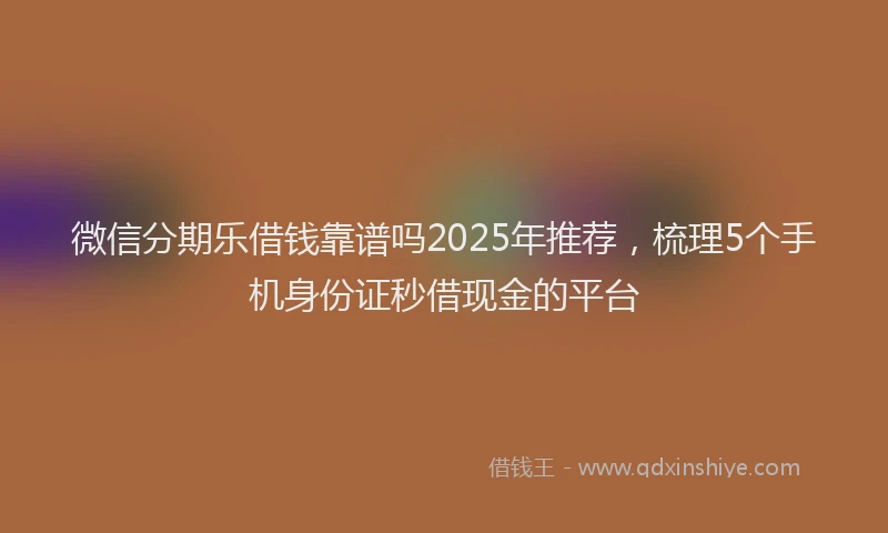 微信分期乐借钱靠谱吗2025年推荐，梳理5个手机身份证秒借现金的平台
