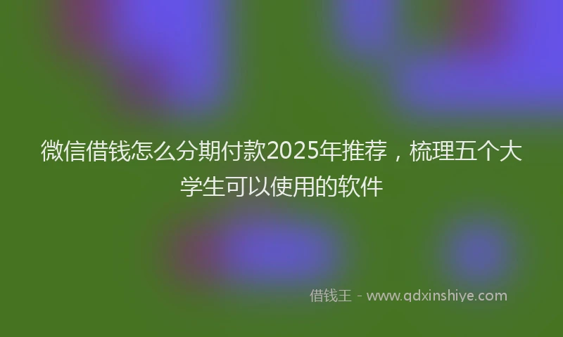 微信借钱怎么分期付款2025年推荐，梳理五个大学生可以使用的软件