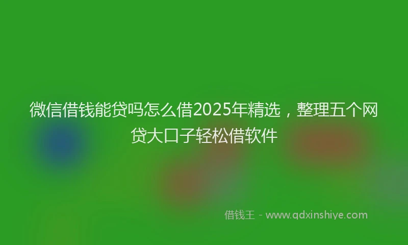微信借钱能贷吗怎么借2025年精选，整理五个网贷大口子轻松借软件