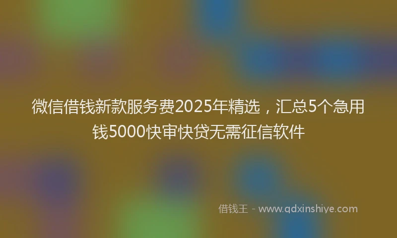微信借钱新款服务费2025年精选，汇总5个急用钱5000快审快贷无需征信软件