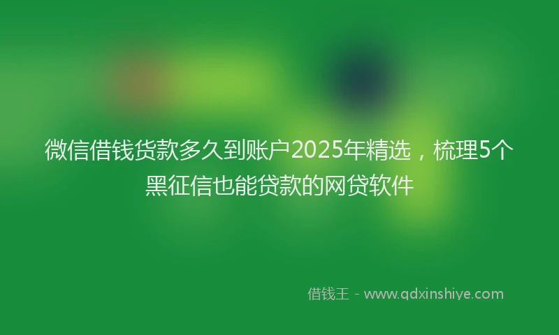 微信借钱货款多久到账户2025年精选，梳理5个黑征信也能贷款的网贷软件