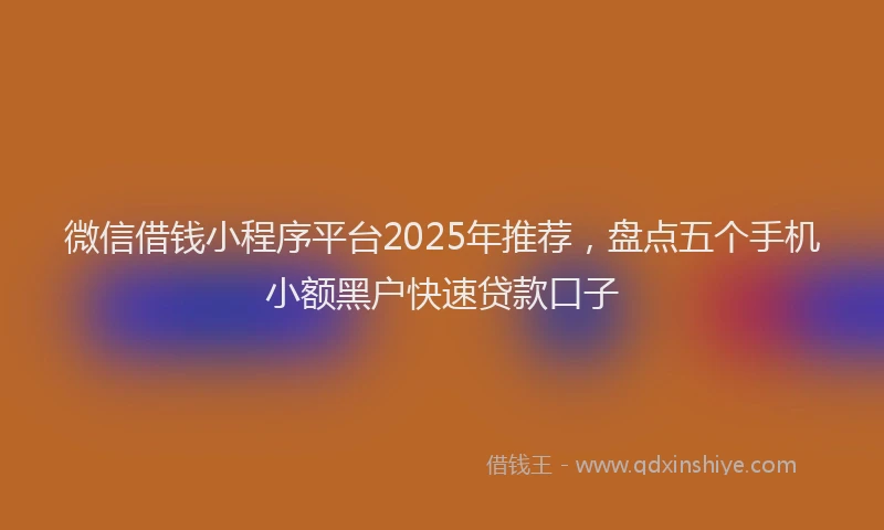 微信借钱小程序平台2025年推荐，盘点五个手机小额黑户快速贷款口子