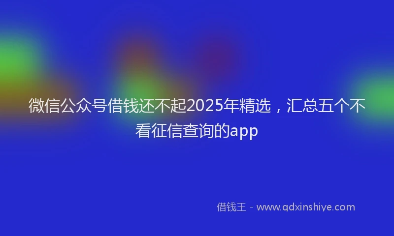 微信公众号借钱还不起2025年精选，汇总五个不看征信查询的app