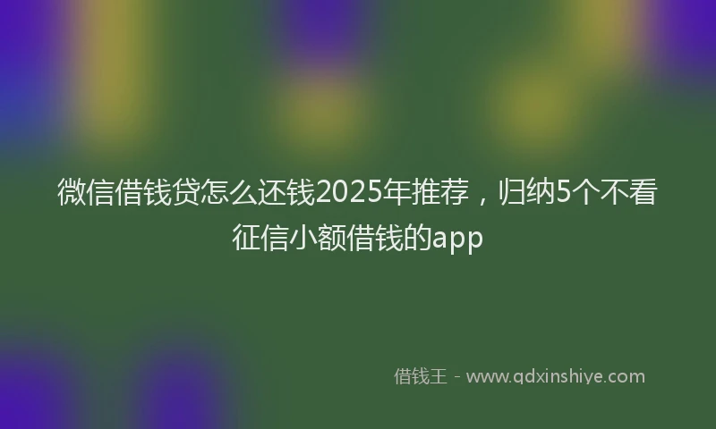 微信借钱贷怎么还钱2025年推荐，归纳5个不看征信小额借钱的app