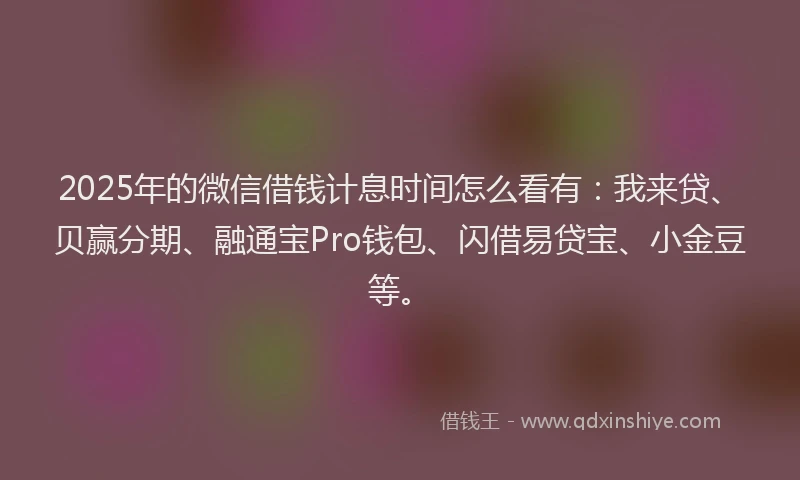 2025年的微信借钱计息时间怎么看有：我来贷、贝赢分期、融通宝Pro钱包、闪借易贷宝、小金豆等。