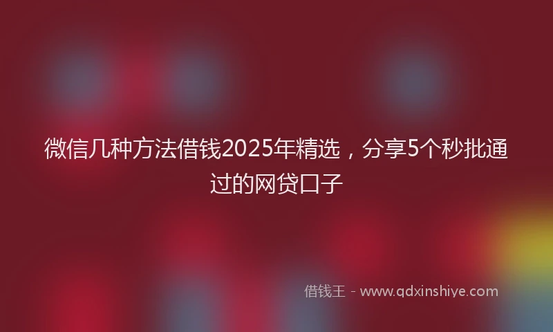 微信几种方法借钱2025年精选，分享5个秒批通过的网贷口子