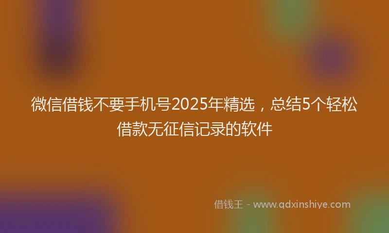 微信借钱不要手机号2025年精选，总结5个轻松借款无征信记录的软件