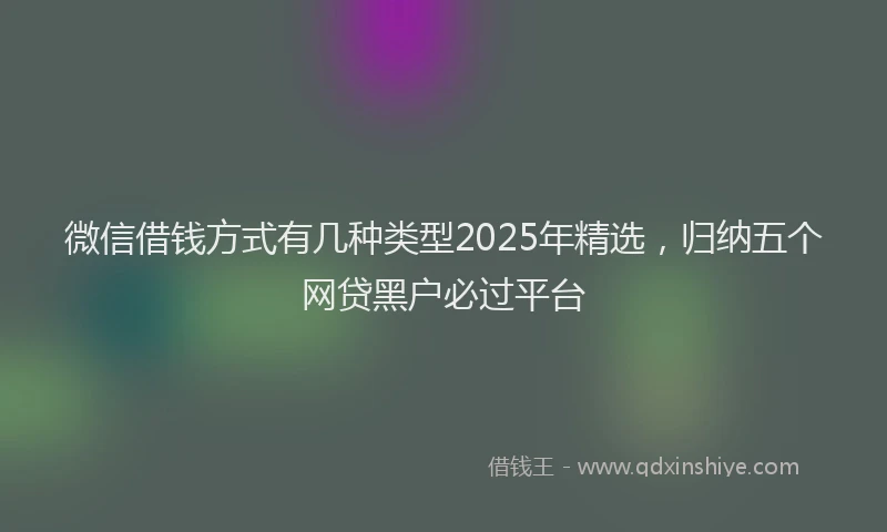 微信借钱方式有几种类型2025年精选，归纳五个网贷黑户必过平台