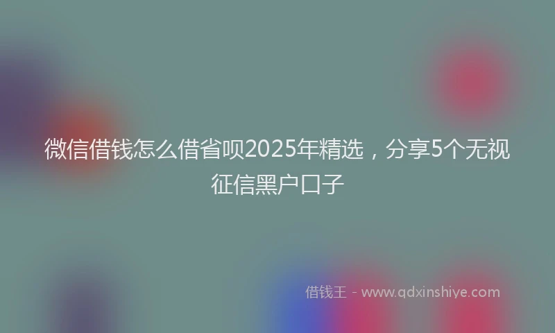 微信借钱怎么借省呗2025年精选，分享5个无视征信黑户口子