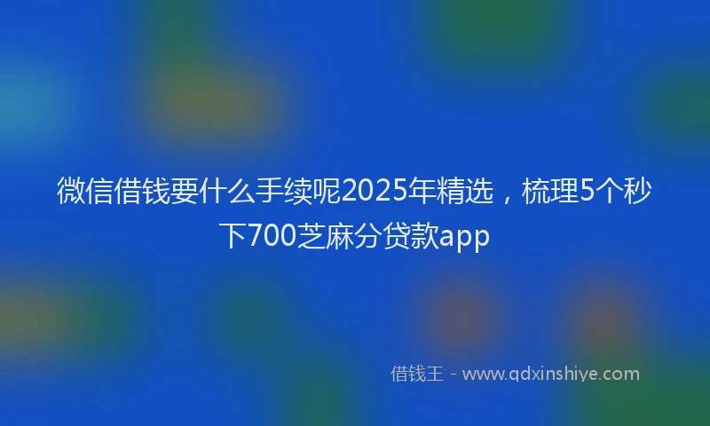 微信借钱要什么手续呢2025年精选，梳理5个秒下700芝麻分贷款app