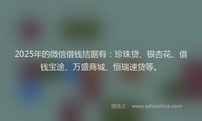 2025年的微信借钱拮据有：珍珠贷、银杏花、借钱宝途、万盛商城、恒瑞速贷等。