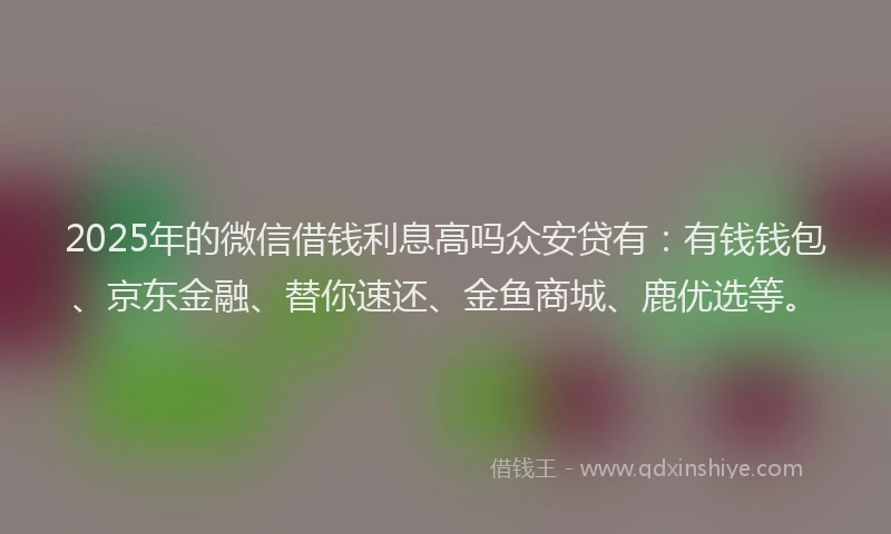 2025年的微信借钱利息高吗众安贷有：有钱钱包、京东金融、替你速还、金鱼商城、鹿优选等。