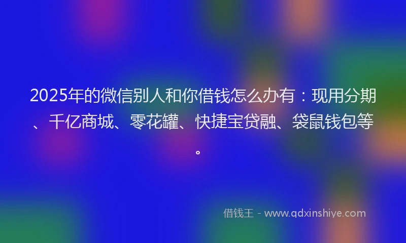 2025年的微信别人和你借钱怎么办有：现用分期、千亿商城、零花罐、快捷宝贷融、袋鼠钱包等。