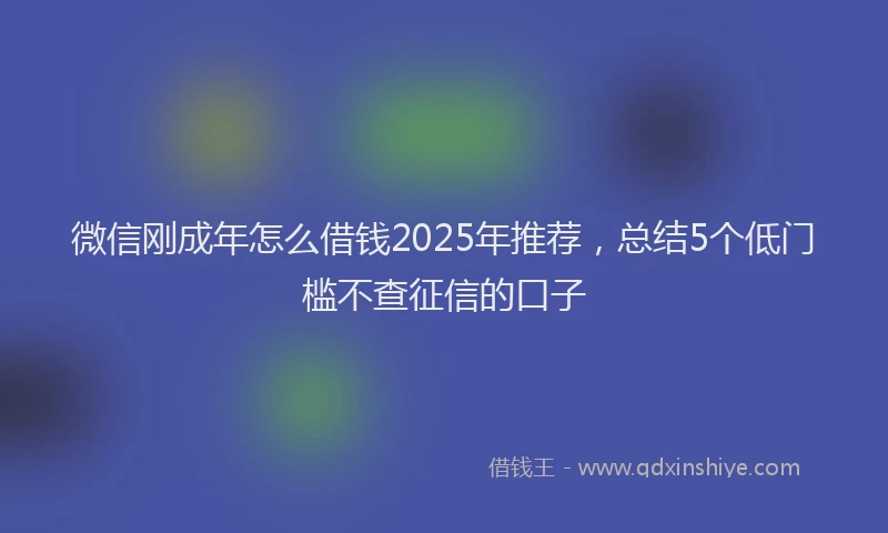 微信刚成年怎么借钱2025年推荐，总结5个低门槛不查征信的口子
