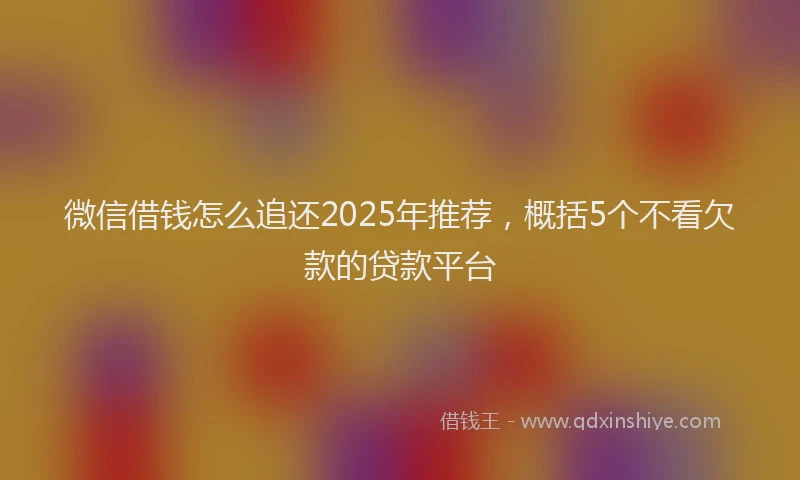 微信借钱怎么追还2025年推荐，概括5个不看欠款的贷款平台