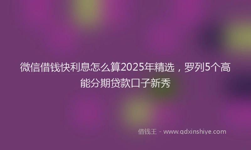 微信借钱快利息怎么算2025年精选，罗列5个高能分期贷款口子新秀