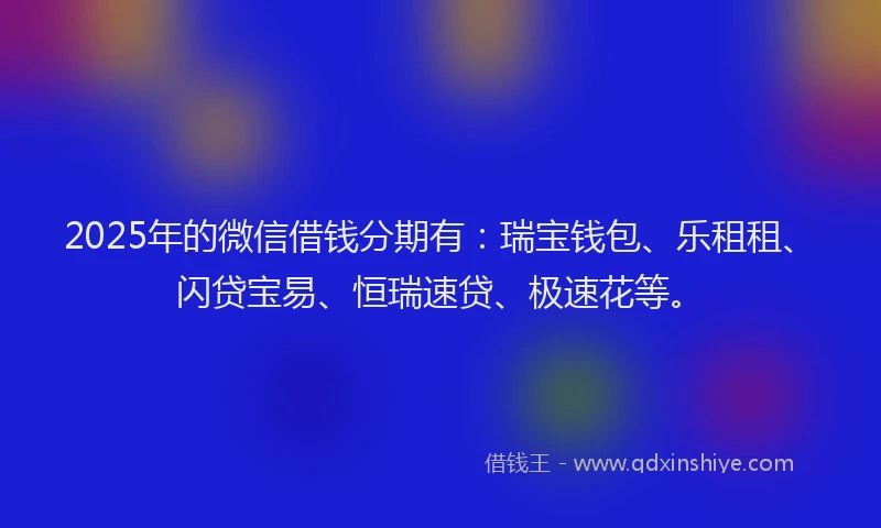 2025年的微信借钱分期有：瑞宝钱包、乐租租、闪贷宝易、恒瑞速贷、极速花等。