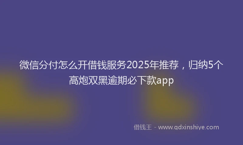 微信分付怎么开借钱服务2025年推荐，归纳5个高炮双黑逾期必下款app
