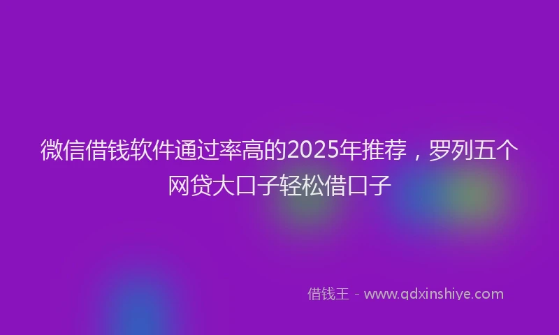 微信借钱软件通过率高的2025年推荐，罗列五个网贷大口子轻松借口子