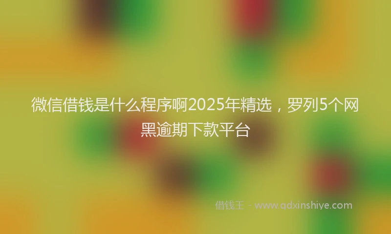 微信借钱是什么程序啊2025年精选，罗列5个网黑逾期下款平台