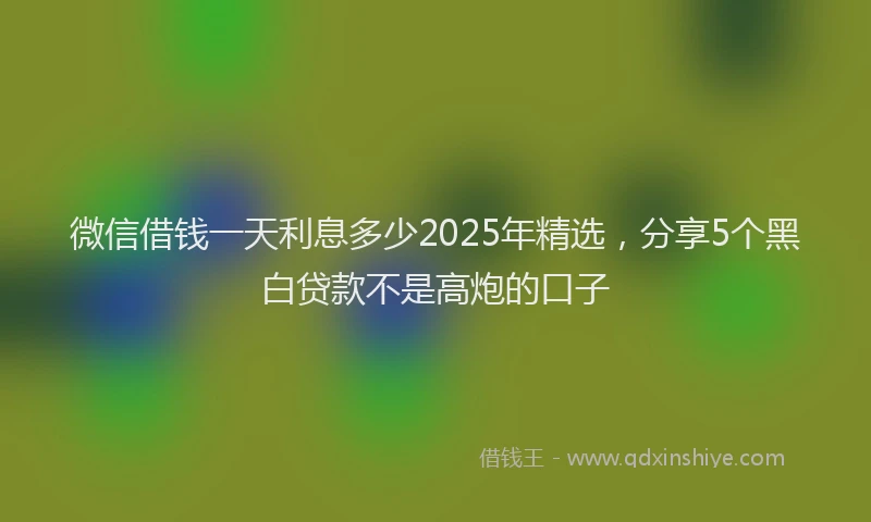 微信借钱一天利息多少2025年精选，分享5个黑白贷款不是高炮的口子
