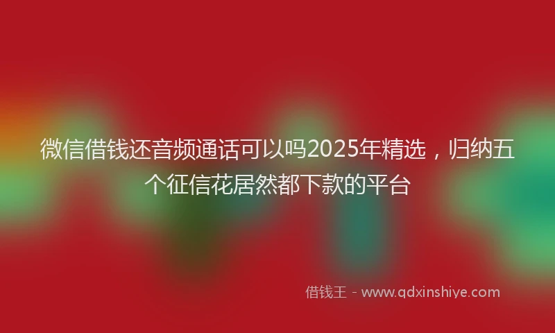 微信借钱还音频通话可以吗2025年精选，归纳五个征信花居然都下款的平台