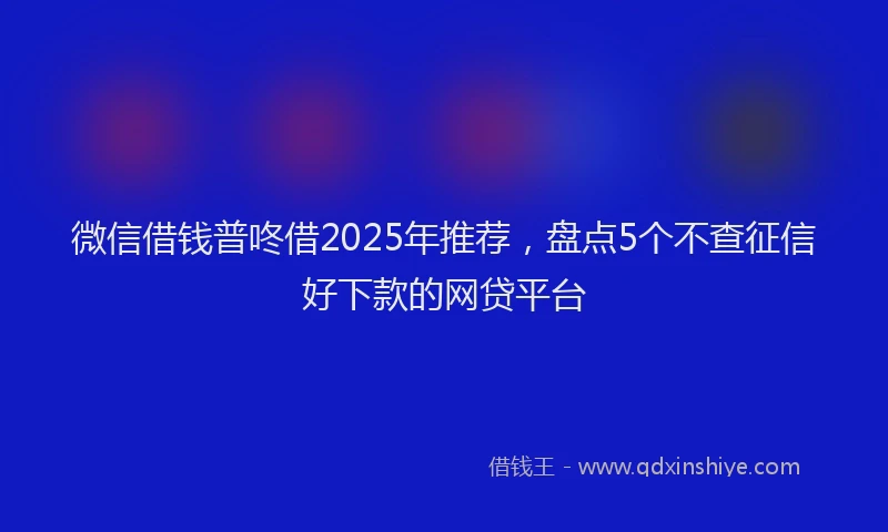 微信借钱普咚借2025年推荐，盘点5个不查征信好下款的网贷平台
