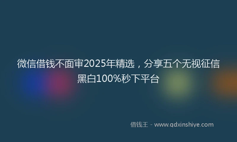 微信借钱不面审2025年精选，分享五个无视征信黑白100%秒下平台