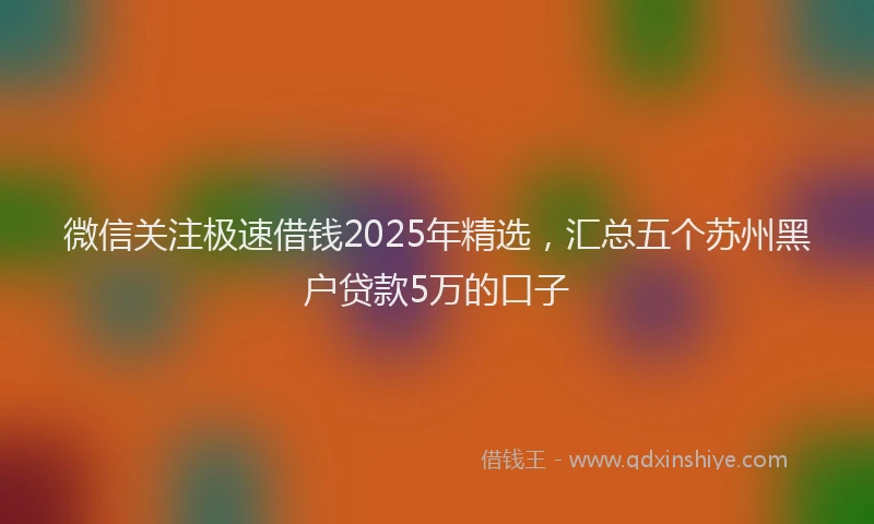 微信关注极速借钱2025年精选，汇总五个苏州黑户贷款5万的口子