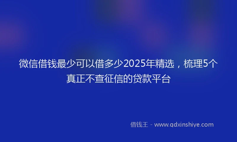 微信借钱最少可以借多少2025年精选，梳理5个真正不查征信的贷款平台