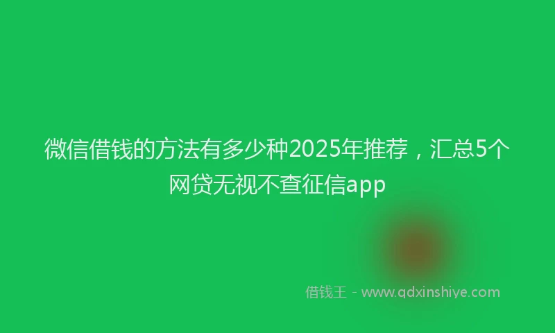 微信借钱的方法有多少种2025年推荐，汇总5个网贷无视不查征信app