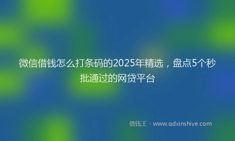 微信借钱怎么打条码的2025年精选，盘点5个秒批通过的网贷平台