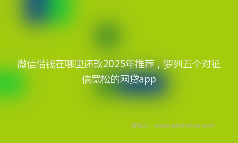 微信借钱在哪里还款2025年推荐，罗列五个对征信宽松的网贷app