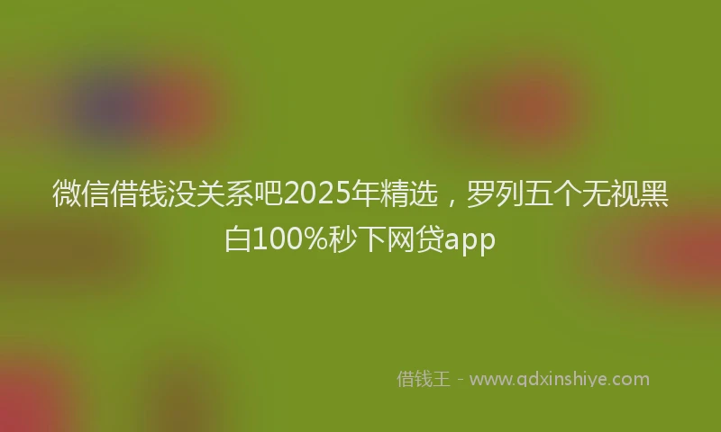 微信借钱没关系吧2025年精选，罗列五个无视黑白100%秒下网贷app