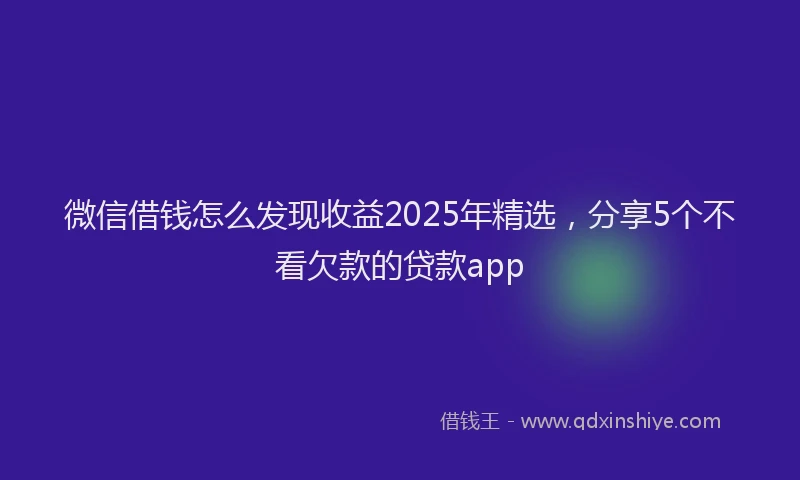 微信借钱怎么发现收益2025年精选，分享5个不看欠款的贷款app