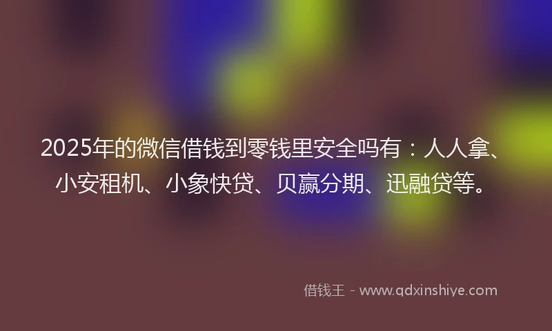 2025年的微信借钱到零钱里安全吗有：人人拿、小安租机、小象快贷、贝赢分期、迅融贷等。