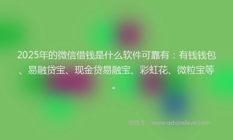 2025年的微信借钱是什么软件可靠有：有钱钱包、易融贷宝、现金贷易融宝、彩虹花、微粒宝等。