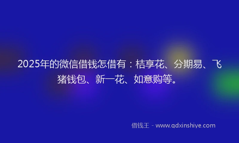 2025年的微信借钱怎借有：桔享花、分期易、飞猪钱包、新一花、如意购等。