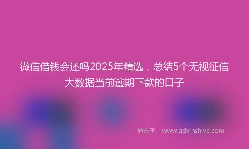 微信借钱会还吗2025年精选，总结5个无视征信大数据当前逾期下款的口子