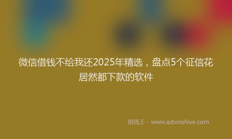 微信借钱不给我还2025年精选，盘点5个征信花居然都下款的软件
