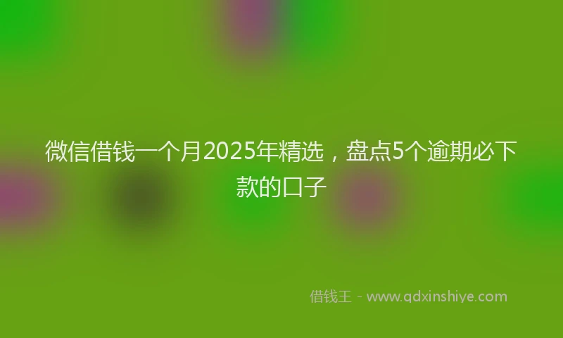 微信借钱一个月2025年精选，盘点5个逾期必下款的口子