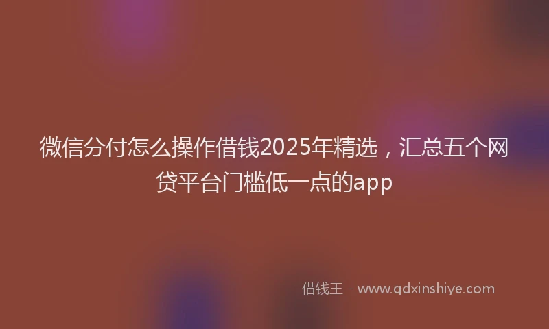 微信分付怎么操作借钱2025年精选，汇总五个网贷平台门槛低一点的app