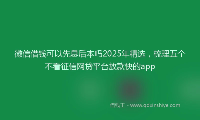 微信借钱可以先息后本吗2025年精选，梳理五个不看征信网贷平台放款快的app